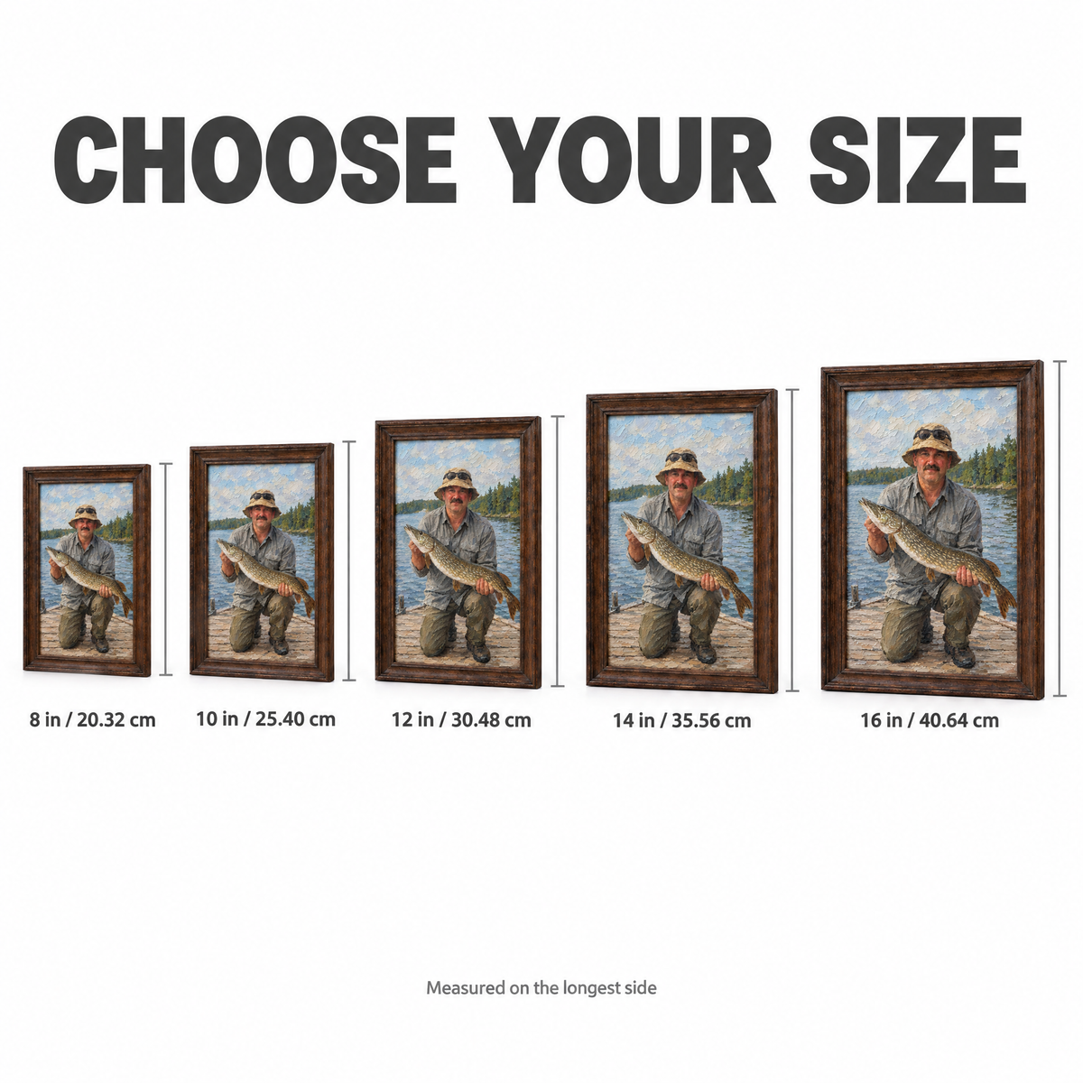 Choose your size: oil painting frame from 8 in to 16 in