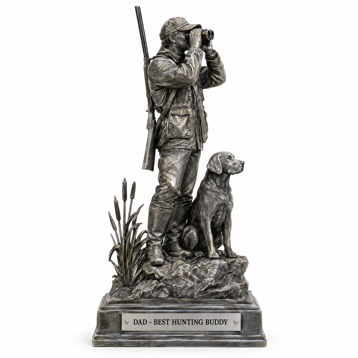 Pewter hunter and Labrador keepsake plaque engraved DAD - BEST HUNTING BUDDY