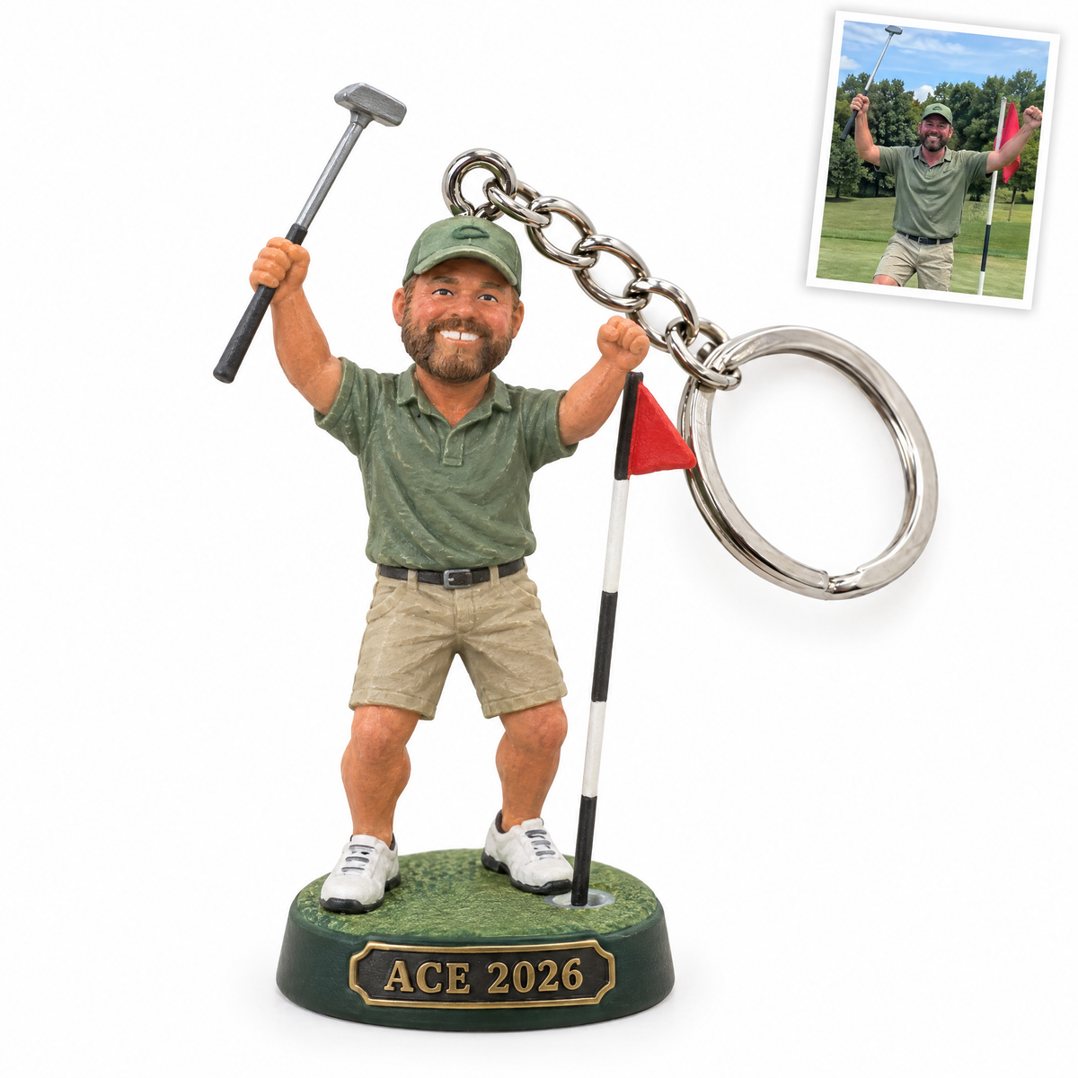 Hole-in-one keychain, ACE 2026, customer photo top right