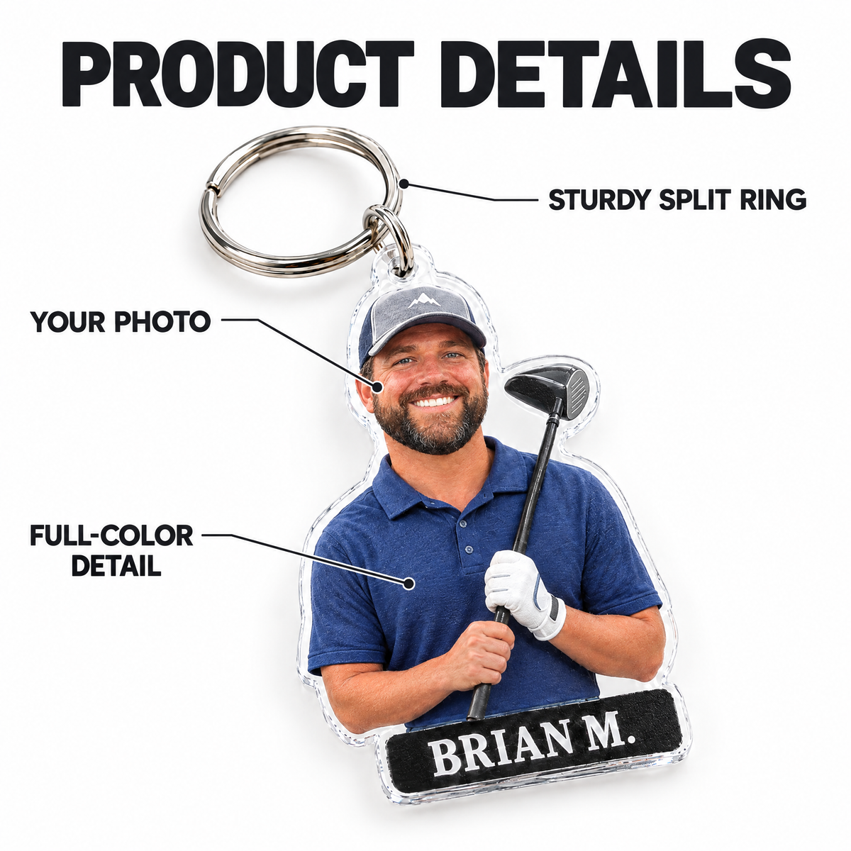 Golf bag tag keychain product details