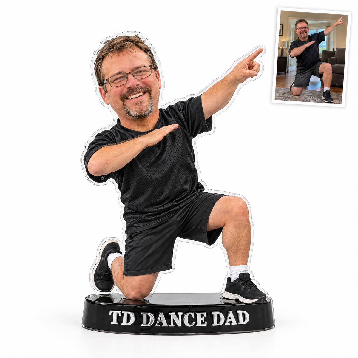Acrylic fridge magnet: Funny big-head football dad figurine, TD DANCE DAD