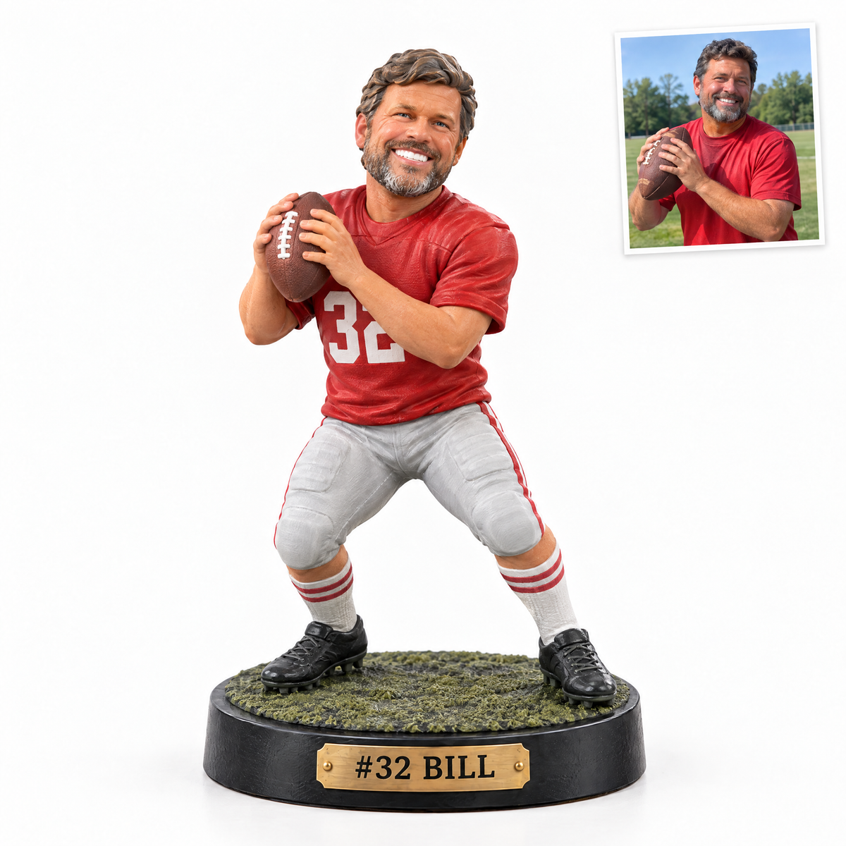 Realistic football figurine, #32 BILL, customer photo top right