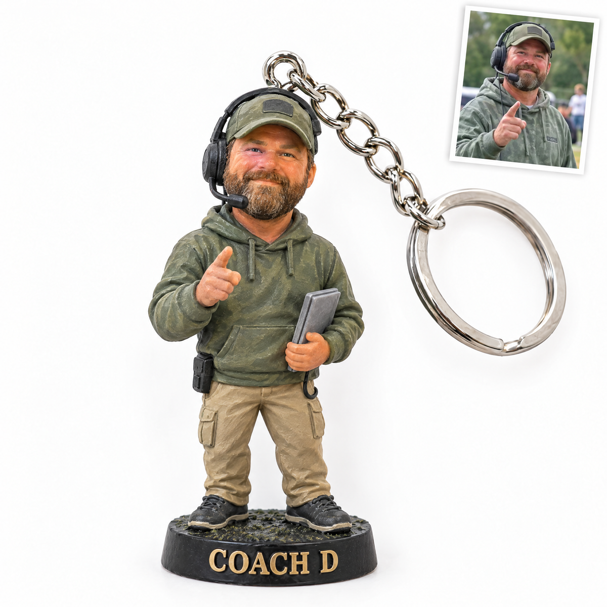 Football coach keychain, COACH D