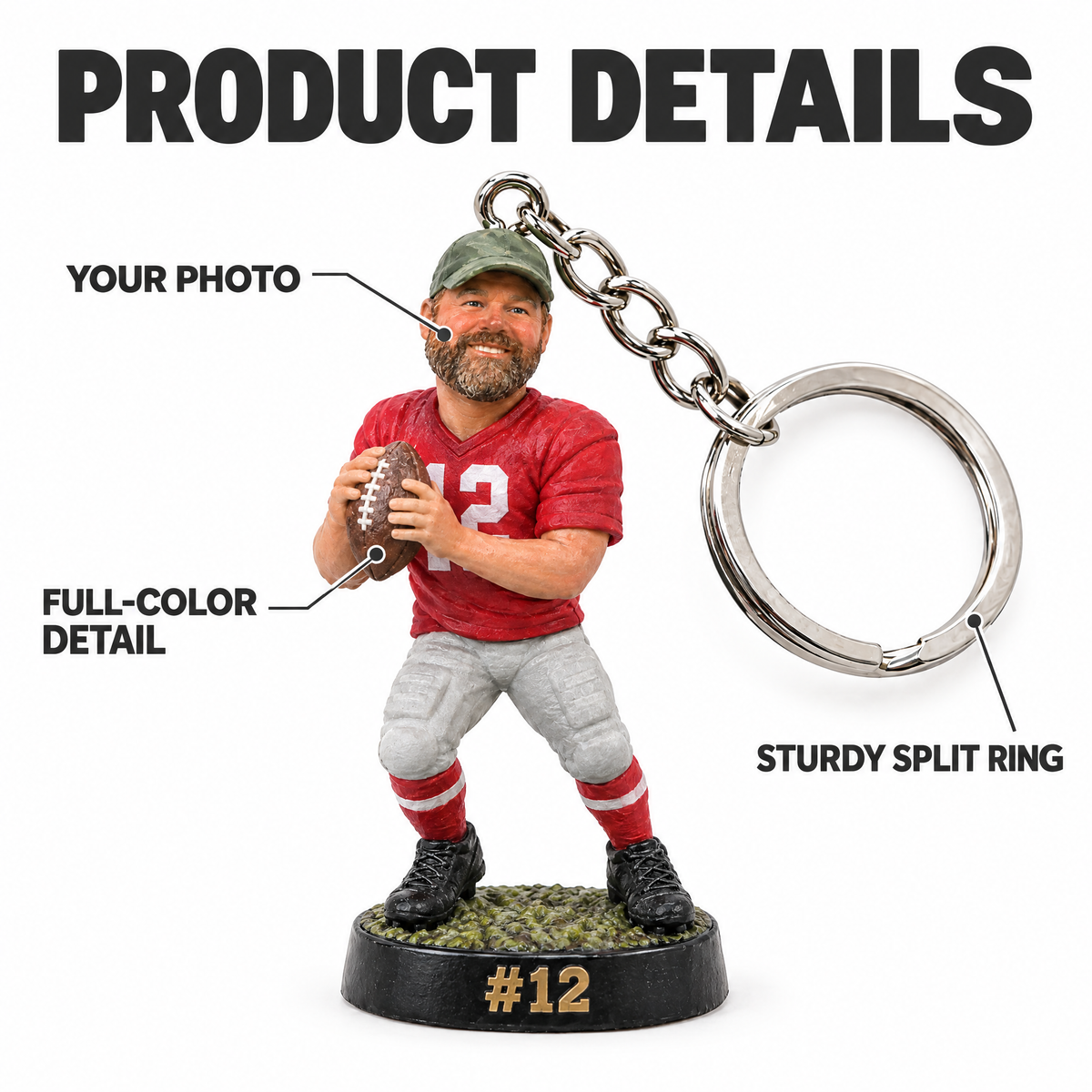 Football player keychain product details