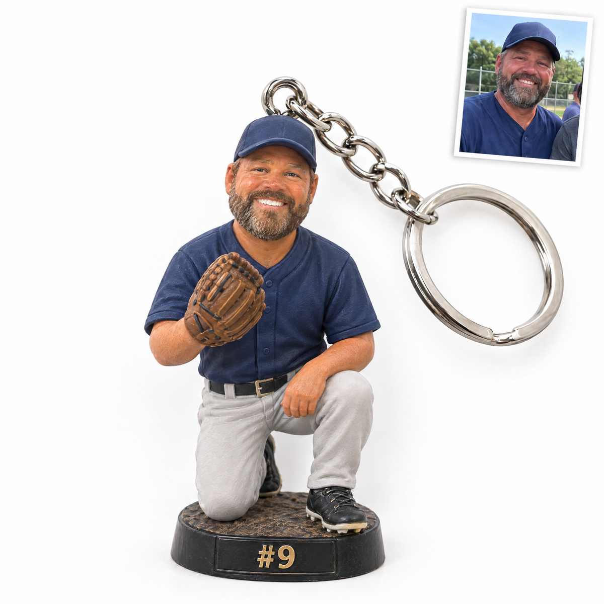 Baseball player keychain, #9