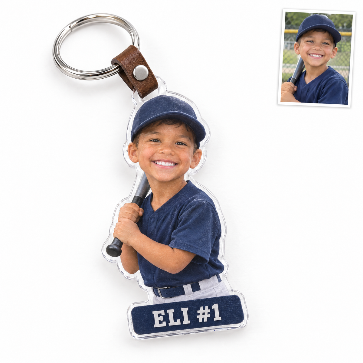 Baseball bag tag keychain, ELI #1