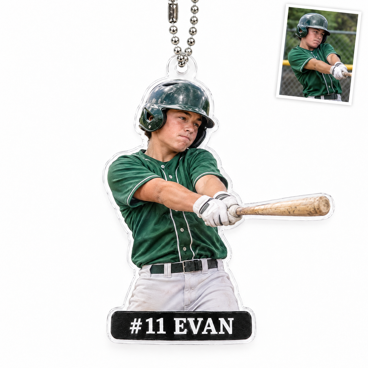 Acrylic car charm: Baseball batter photo figurine, #11 EVAN