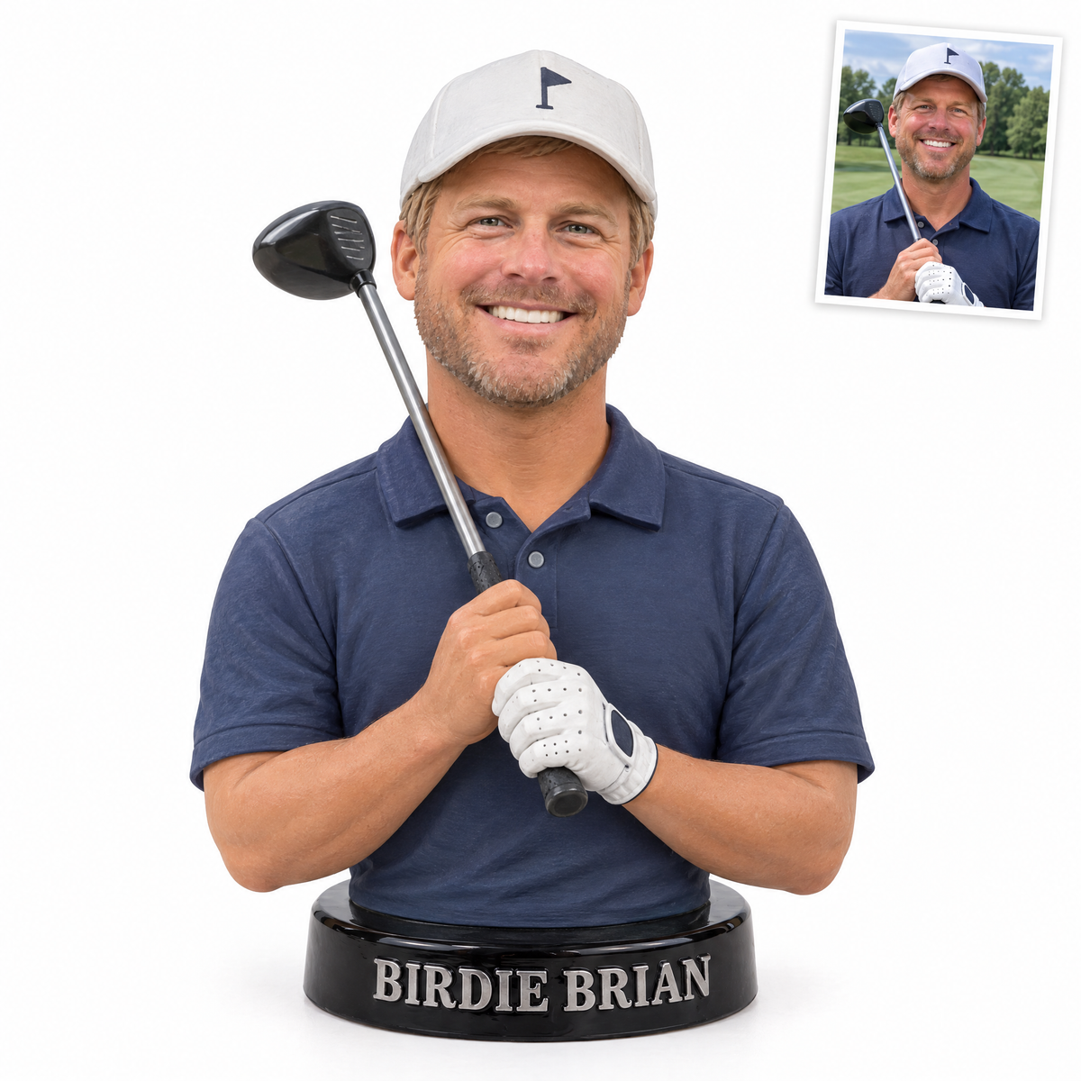 Golfer photo figurine, BIRDIE BRIAN, customer photo top right