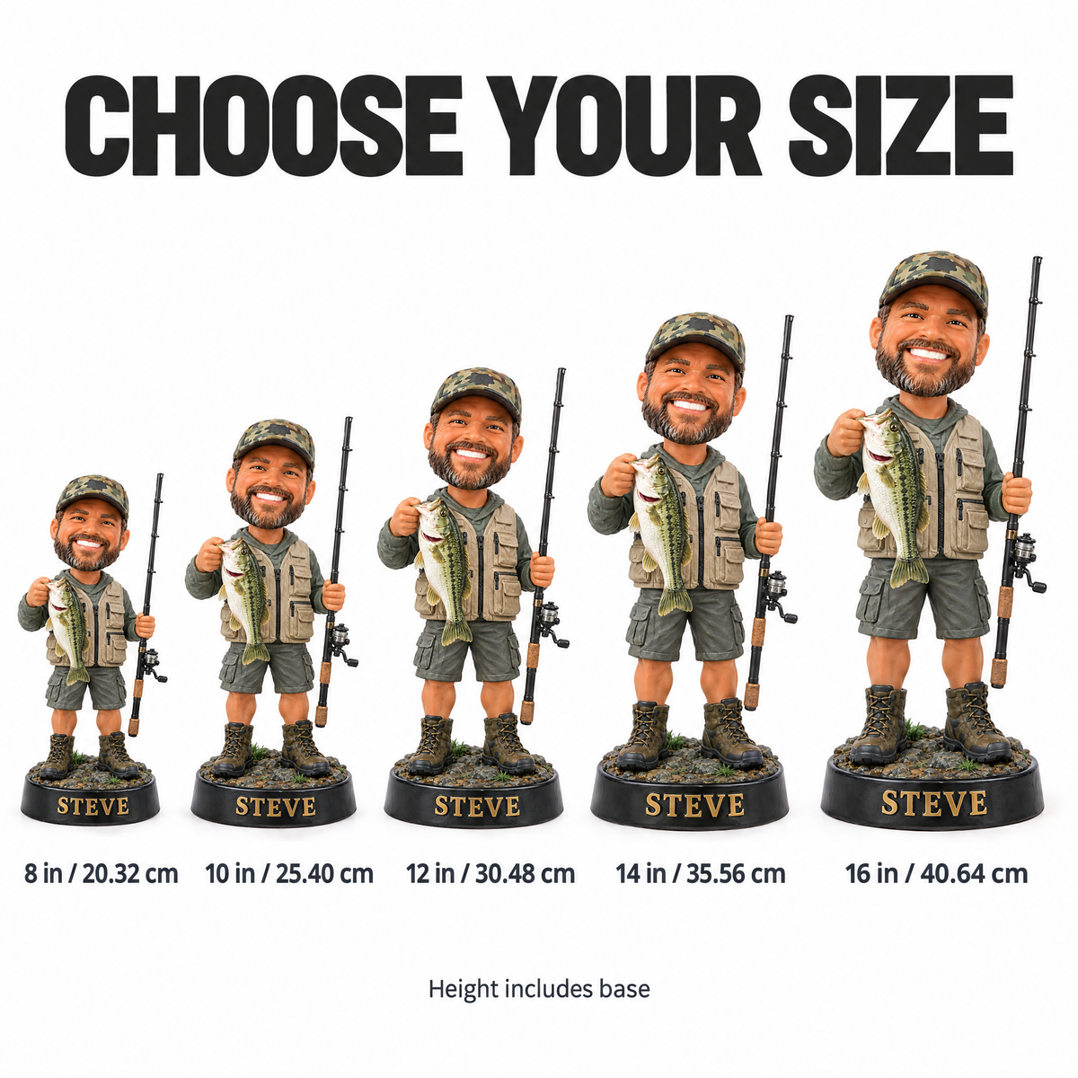 Size chart 8 to 16 inches