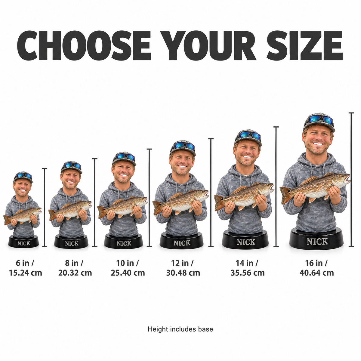 Figurine size chart 6 to 16 inches