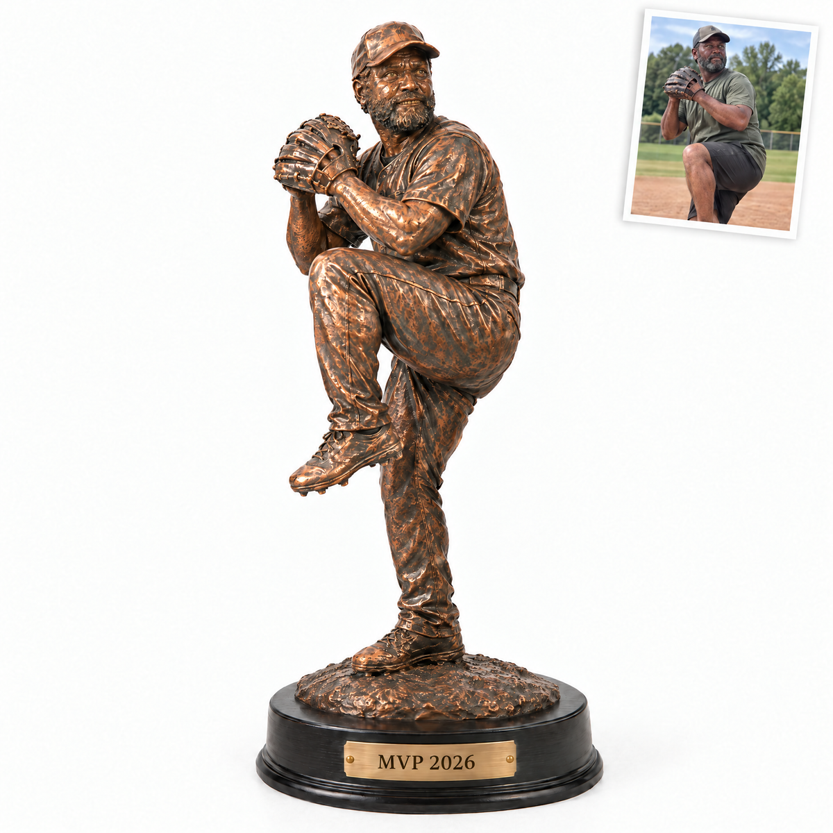 Bronze-style baseball trophy, MVP 2026