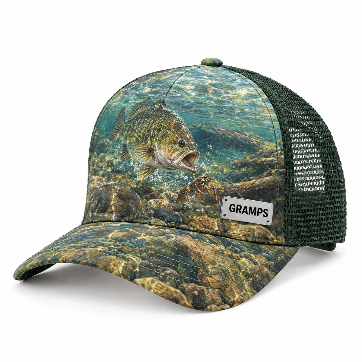 Smallmouth bass river cap with GRAMPS nameplate