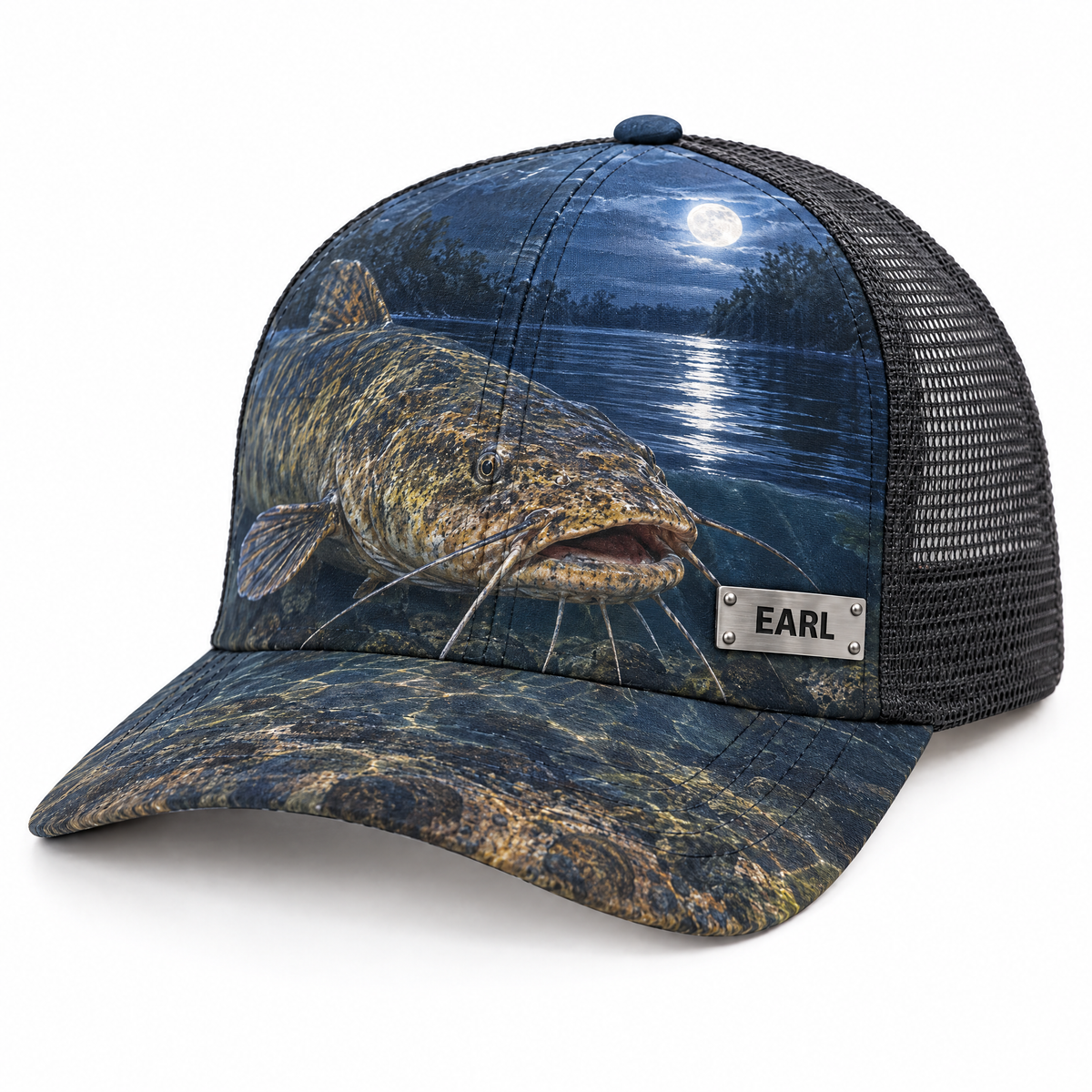 Moonlit flathead catfish cap with EARL nameplate