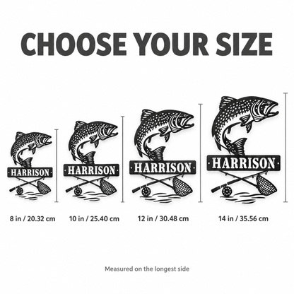 Salmon name sign size chart 8 10 12 14 inches
