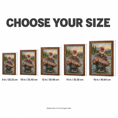 Choose your size: framed oil painting from 8 in to 16 in
