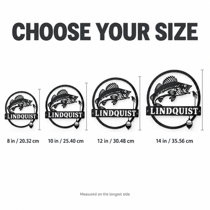 Walleye name sign size chart 8 10 12 14 inches