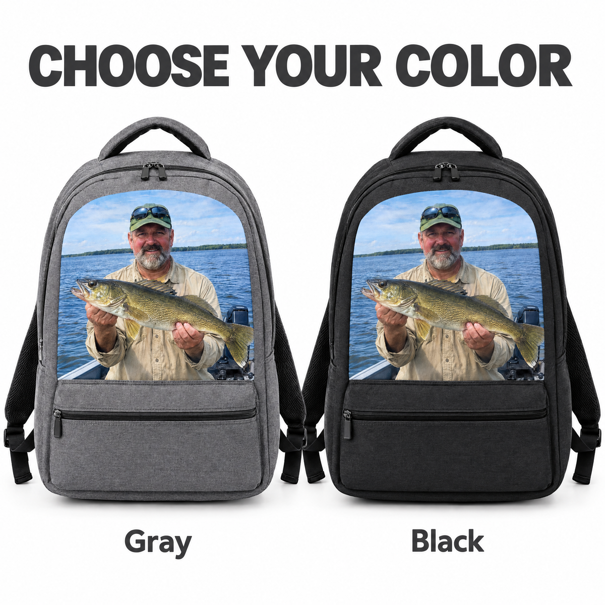 Choose your color: Gray or Black fishing photo backpack