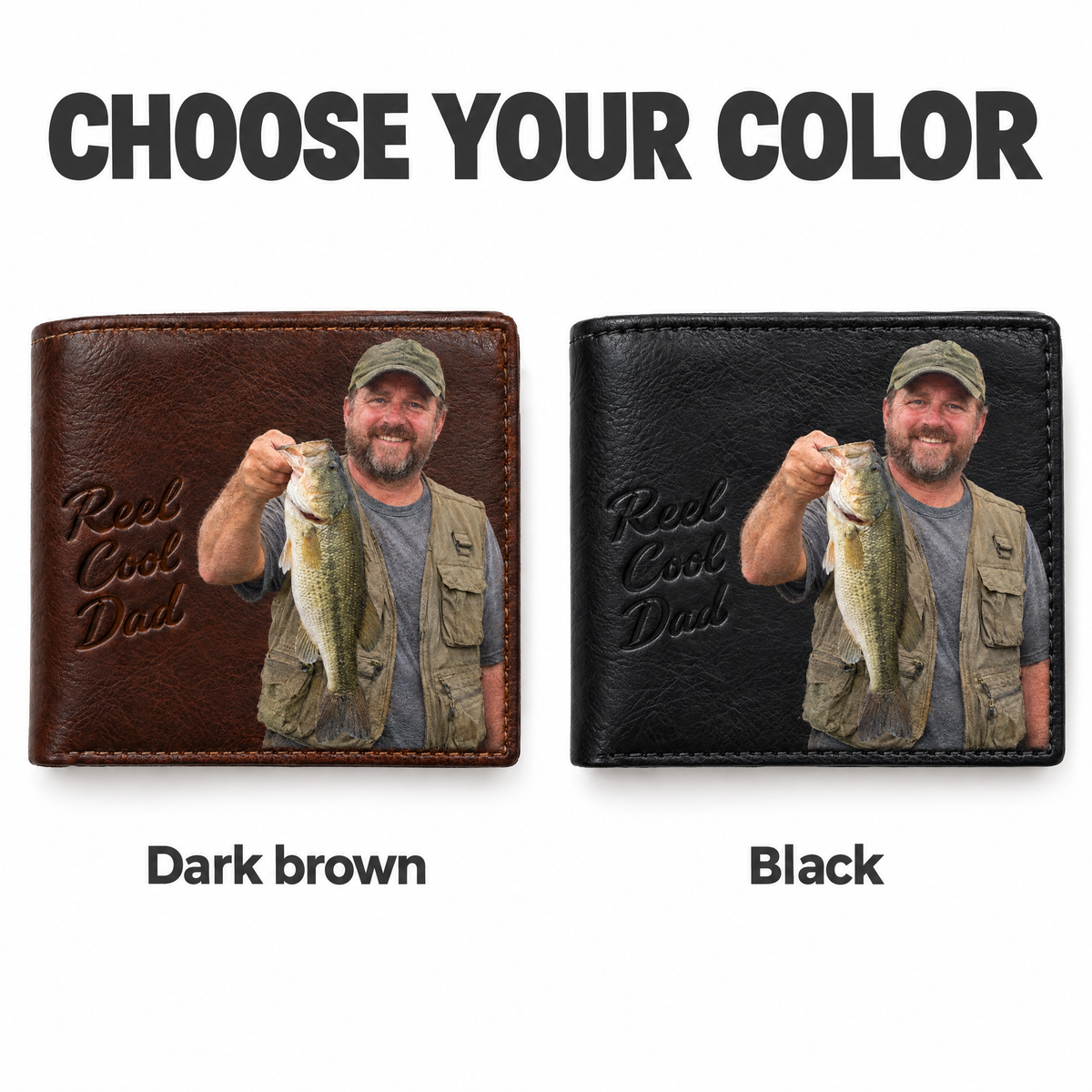 Choose your color: Dark brown or Black photo wallet