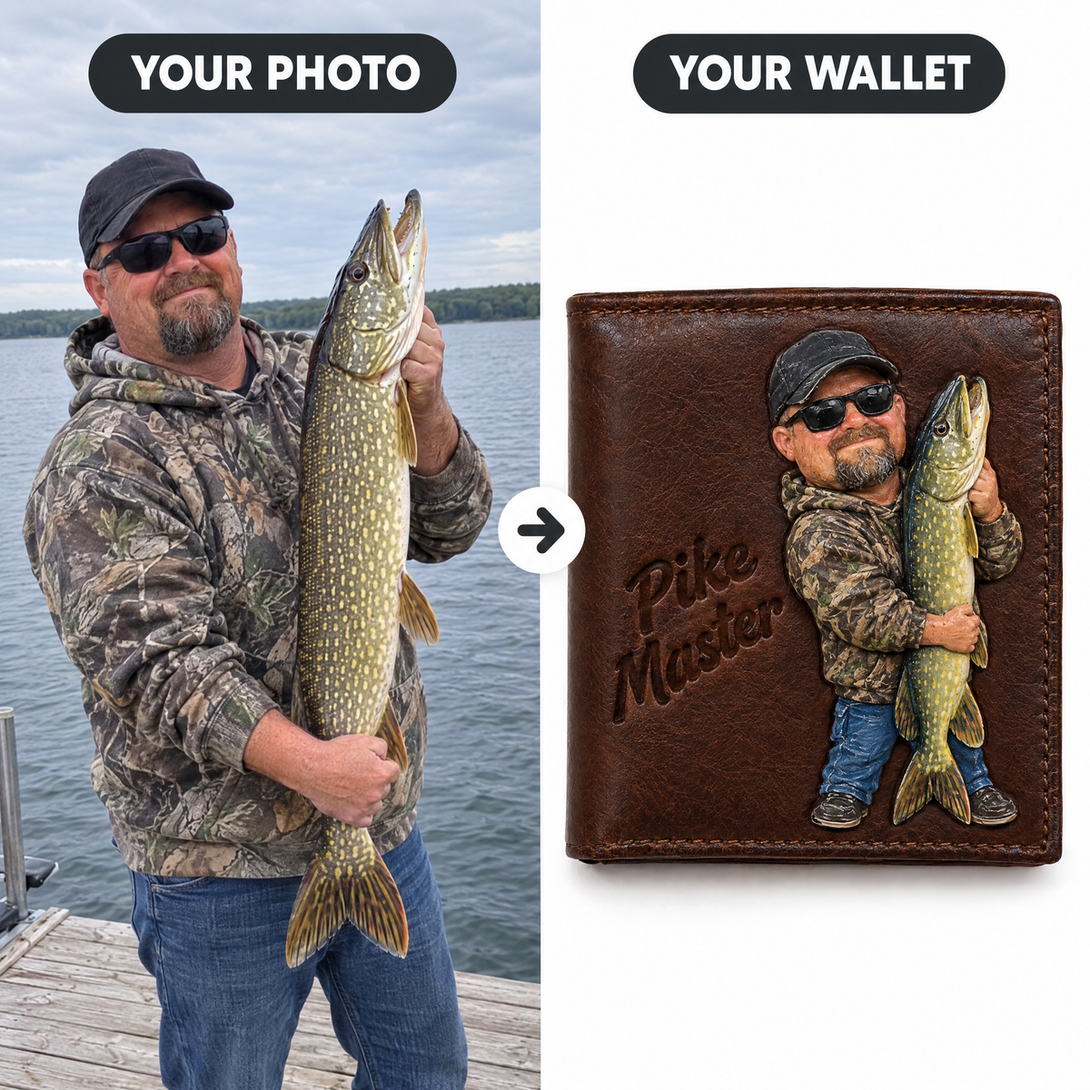 Pike photo turned into chibi leather wallet, Pike Master