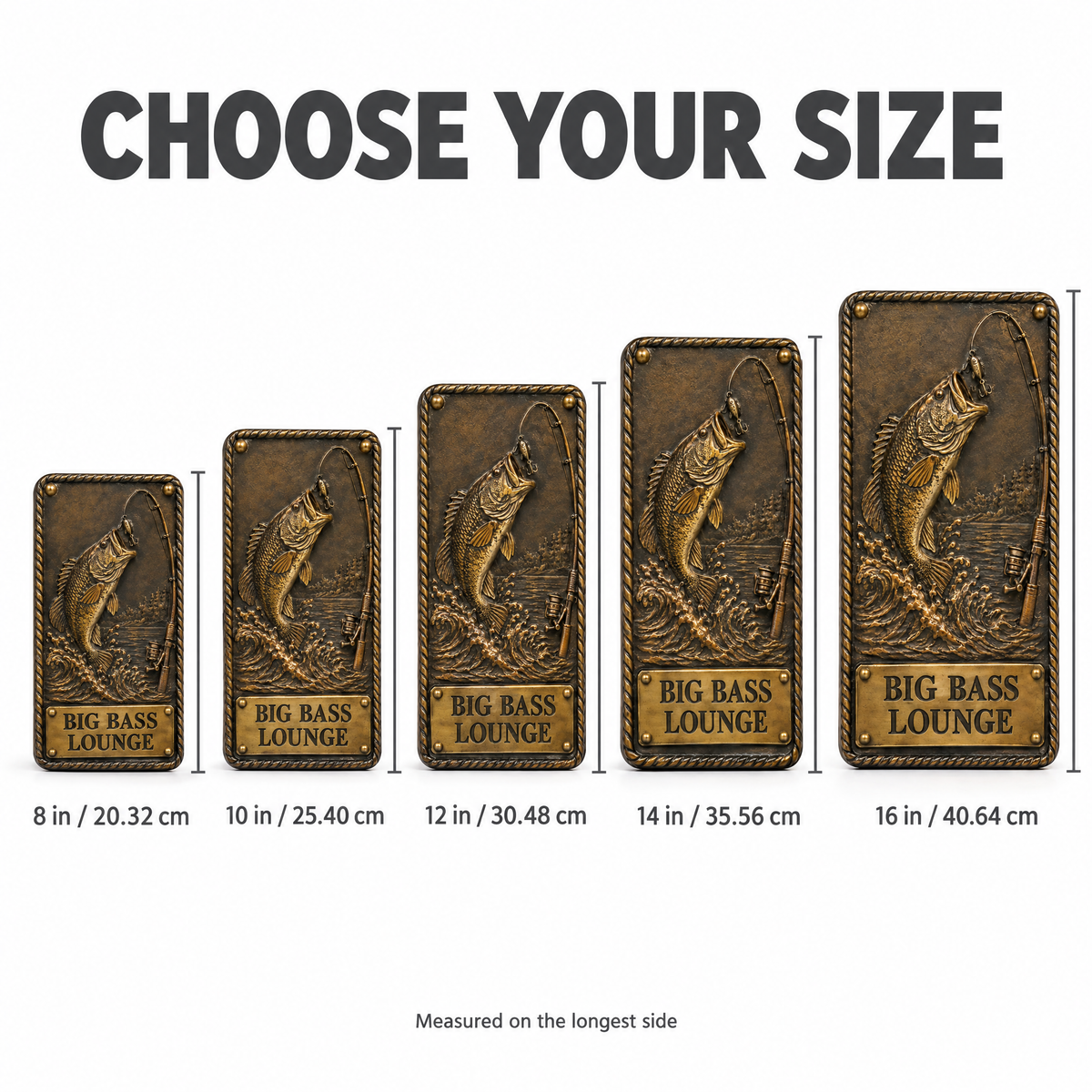Fishing doorplate size chart 8 10 12 14 16 inches