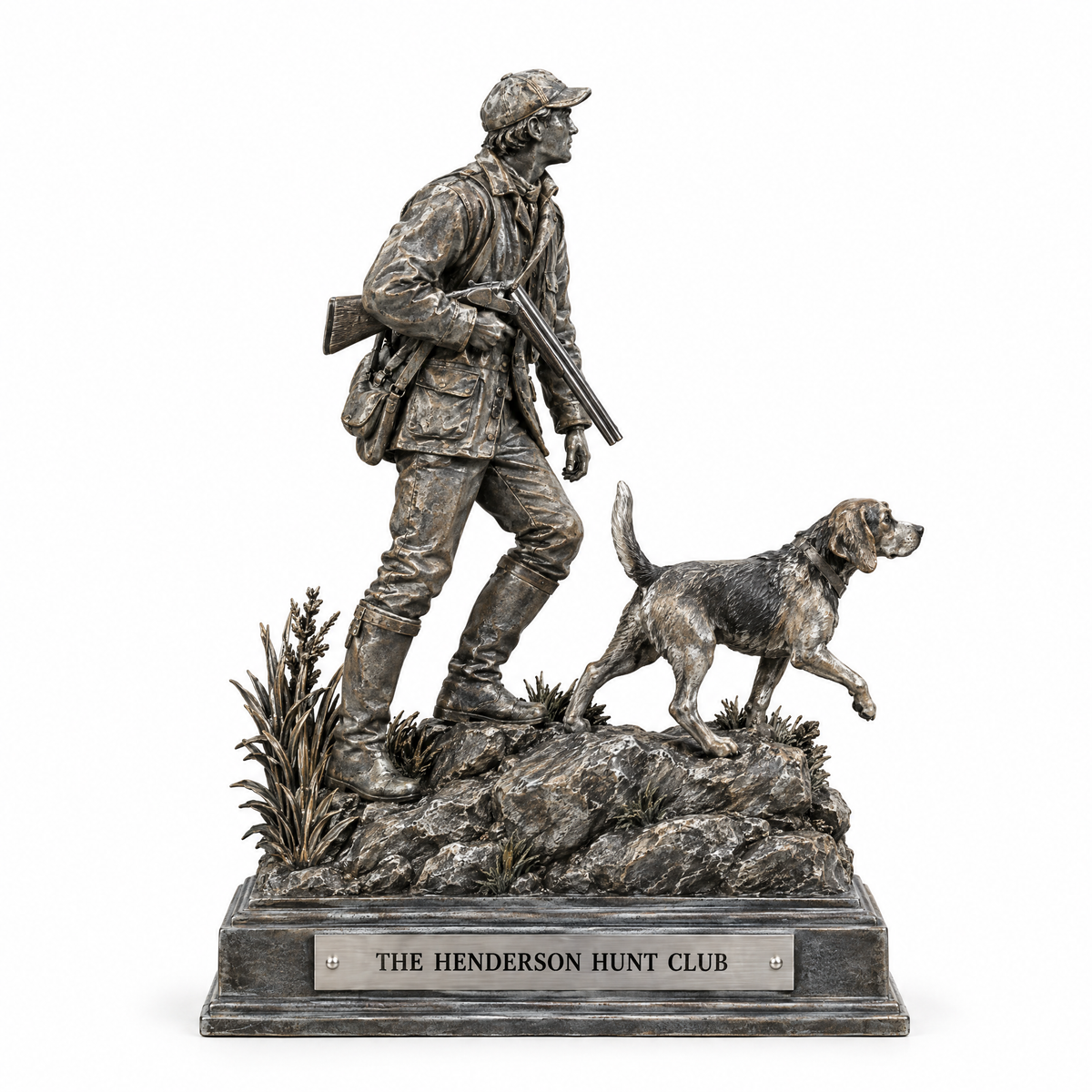 Hunter with beagle keepsake style 5 engraved THE HENDERSON HUNT CLUB