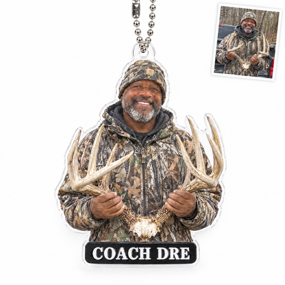 Acrylic car charm of deer hunter, COACH DRE
