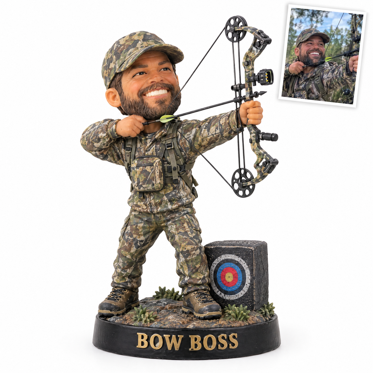 Caricature hunting figurine style 6, bow hunter, BOW BOSS