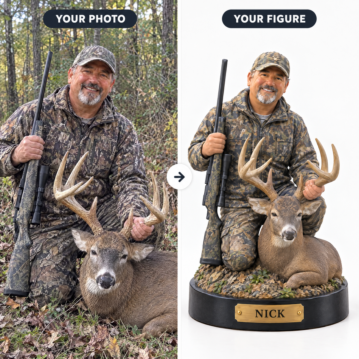 Hunting photo turned into a realistic hunter figurine NICK