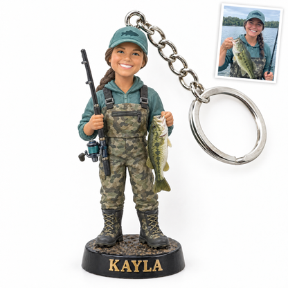 Woman duck hunter keychain, KAYLA
