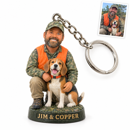 Hunter and beagle keychain, JIM & COPPER