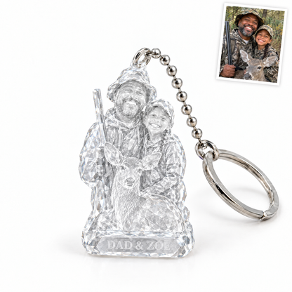 Crystal-style father and daughter hunting keychain, DAD & ZOE