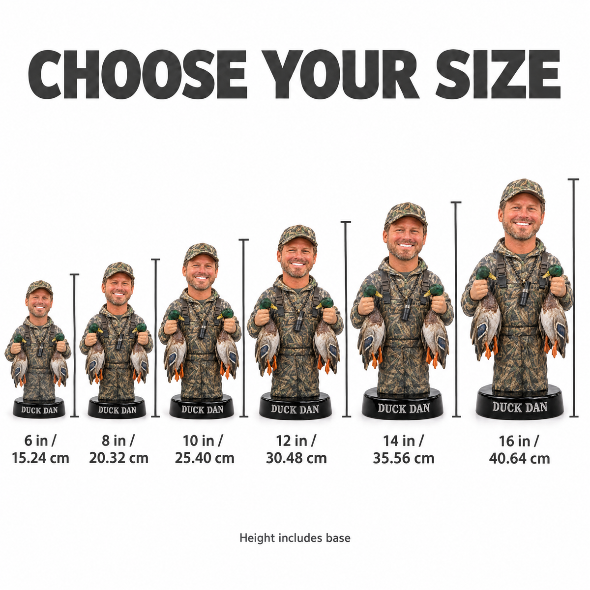 Duck hunter figurine size chart 6 to 16 inches