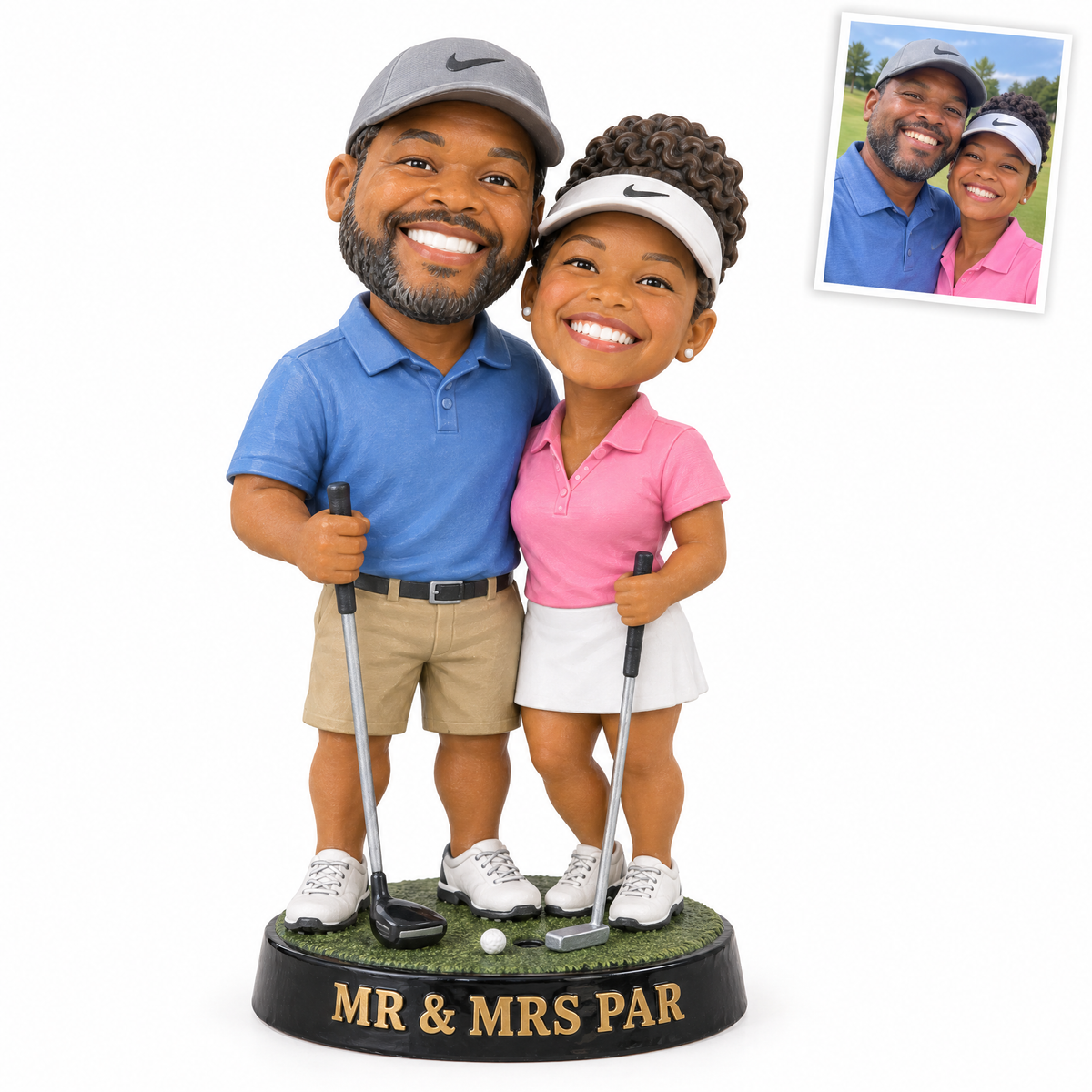 Style 10: Caricature golf figurine, MR & MRS PAR