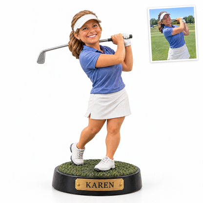 Realistic golfer figurine, KAREN