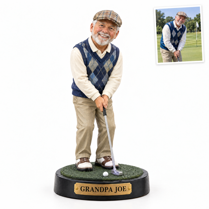 Realistic golfer figurine, GRANDPA JOE