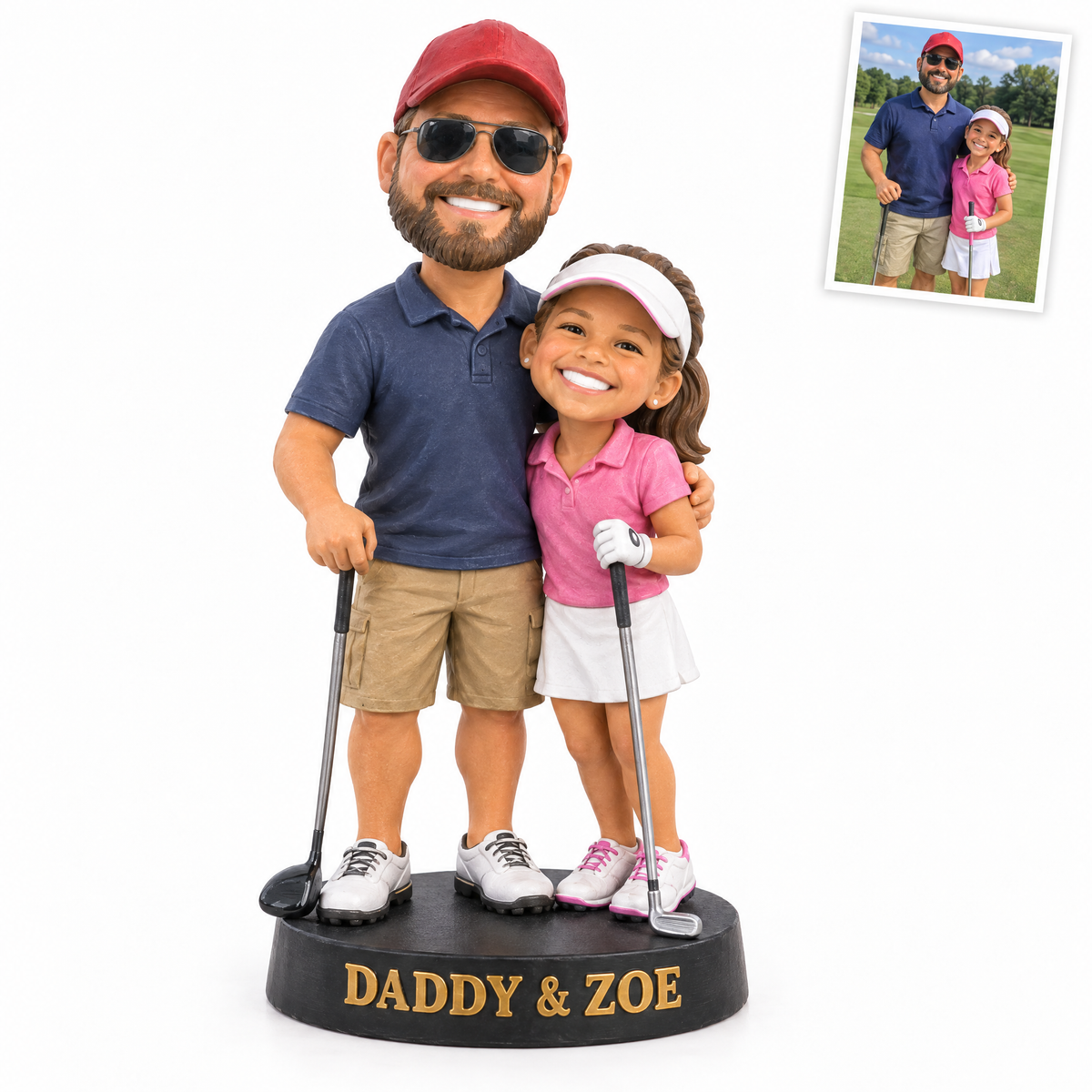 Cartoon golfer figurine, DADDY & ZOE
