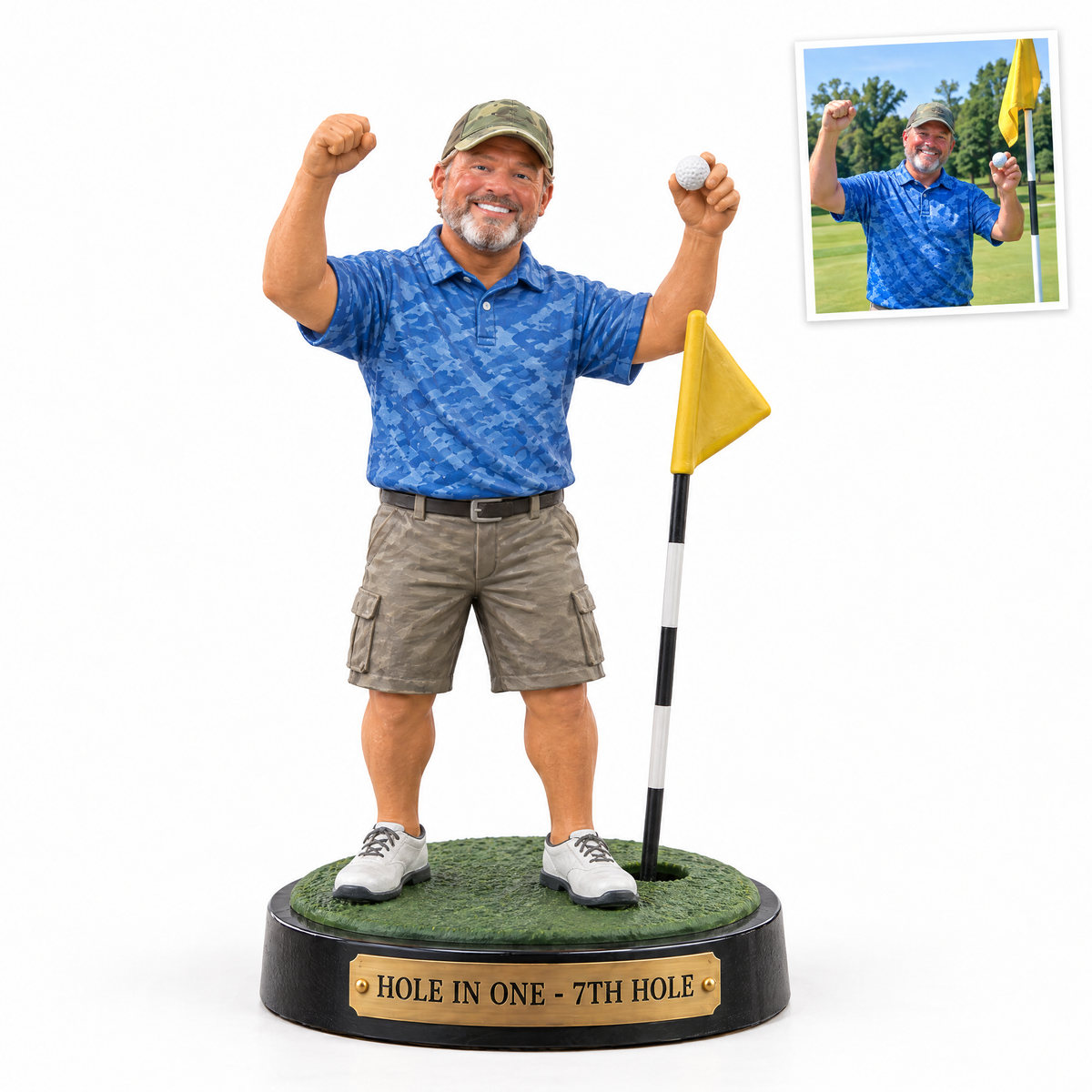 Hole-in-one trophy figurine, HOLE IN ONE - 7TH HOLE, customer photo top right