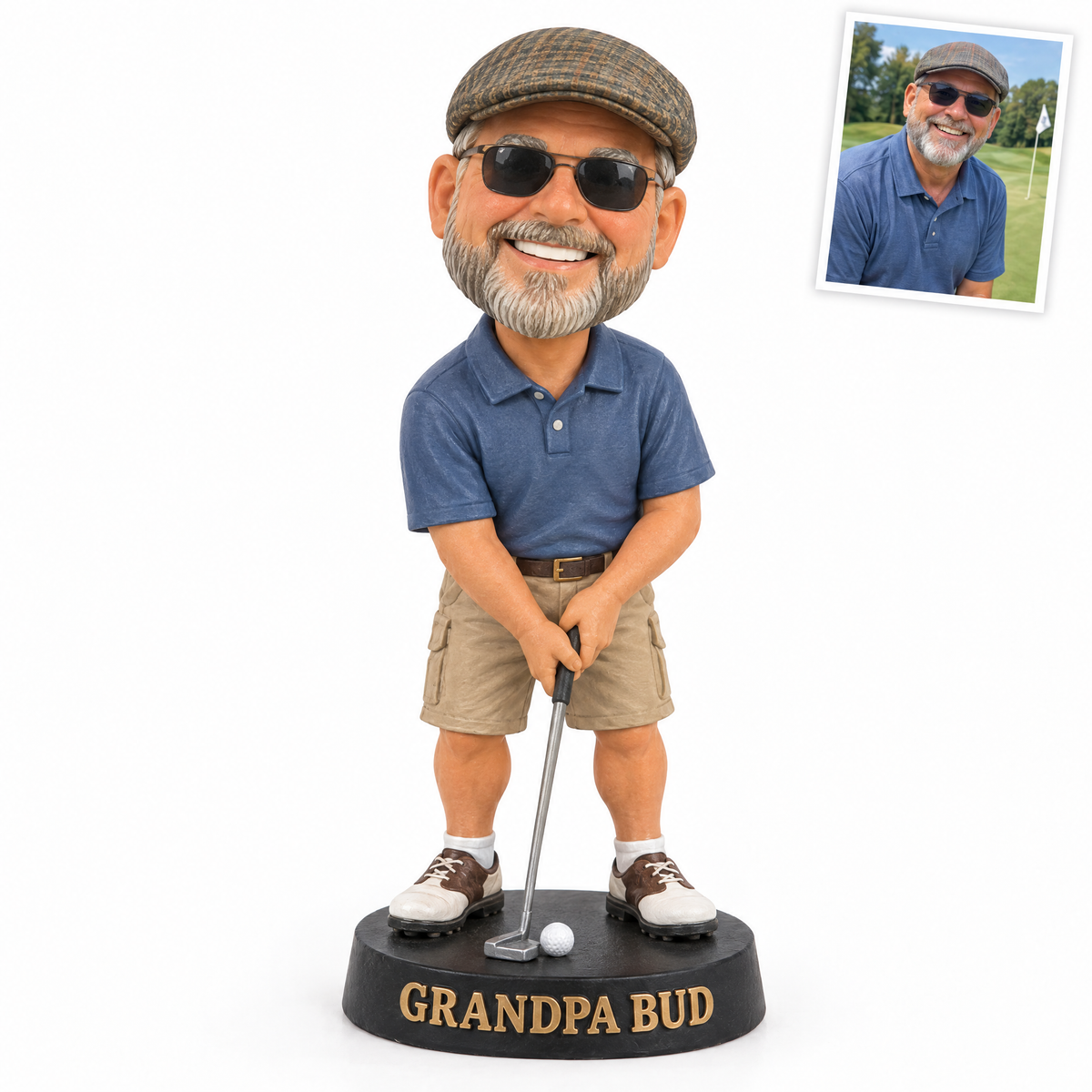 Cartoon golfer figurine, GRANDPA BUD
