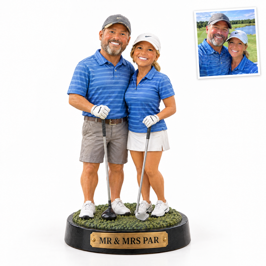 Golf couple figurine, MR & MRS PAR, customer photo top right