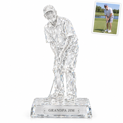 Crystal-style golf statue, GRANDPA JIM