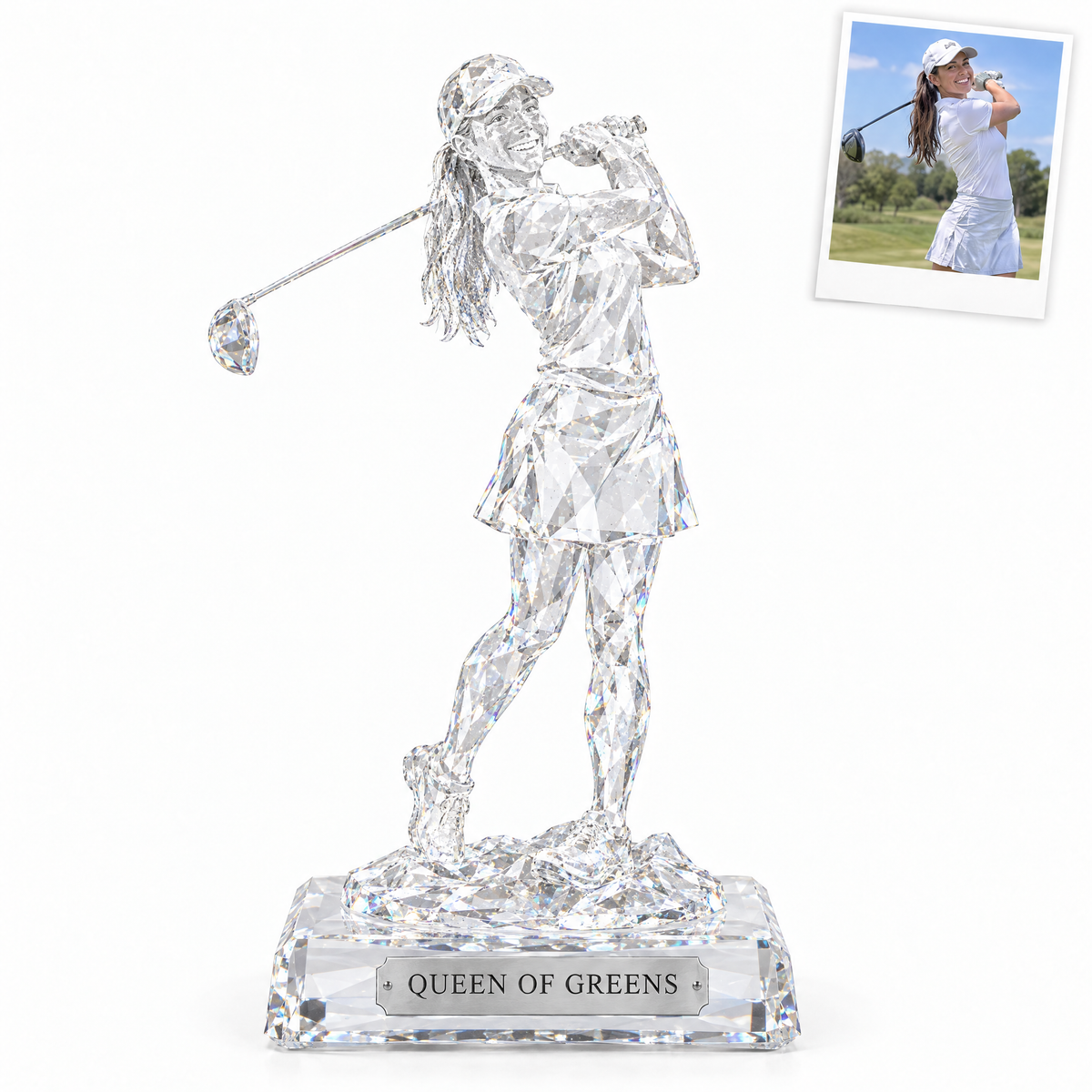 Crystal-style golf statue, QUEEN OF GREENS