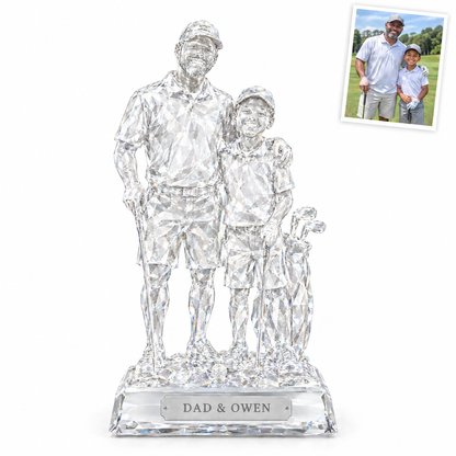 Crystal-style golf statue, DAD & OWEN