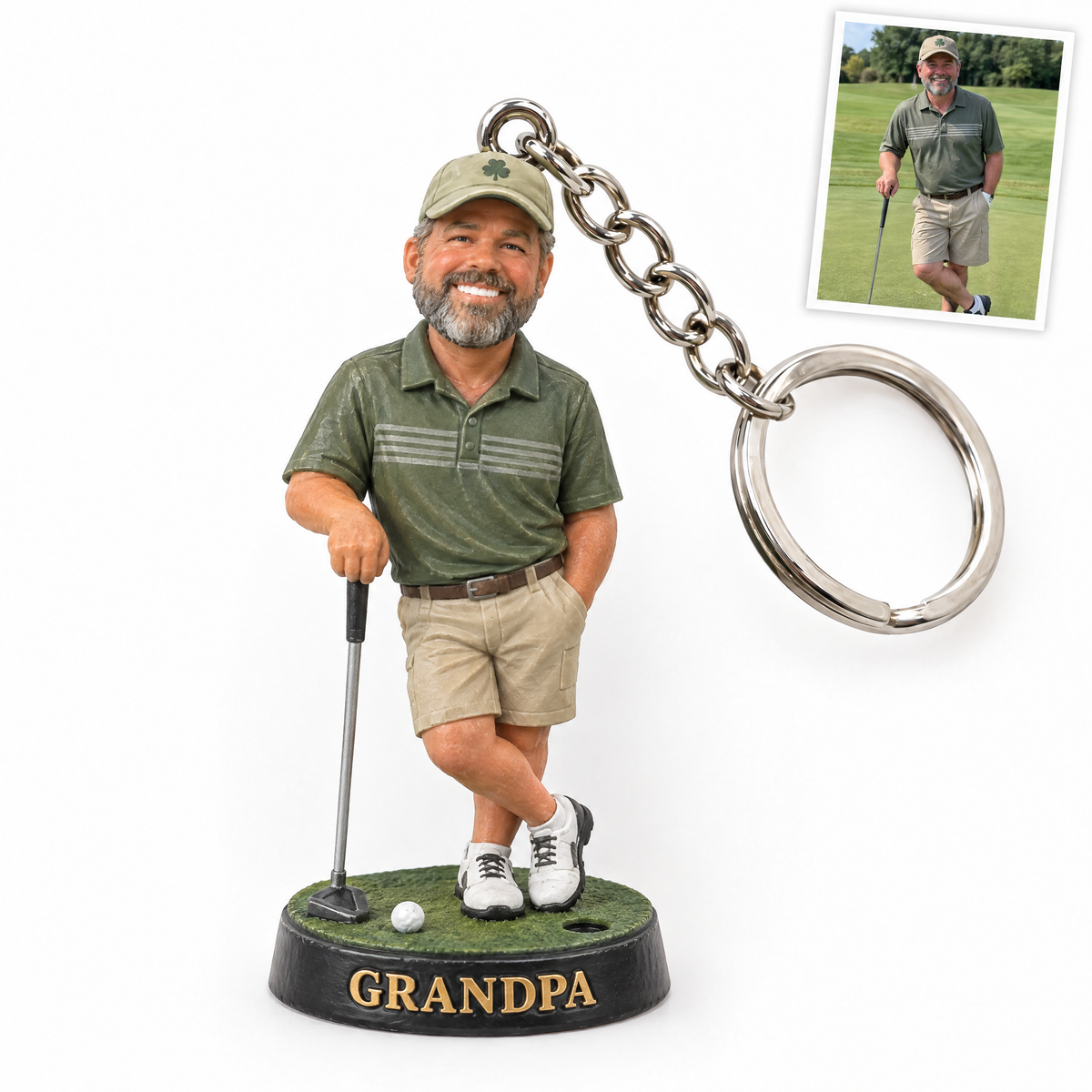Golfer figurine keychain, GRANDPA
