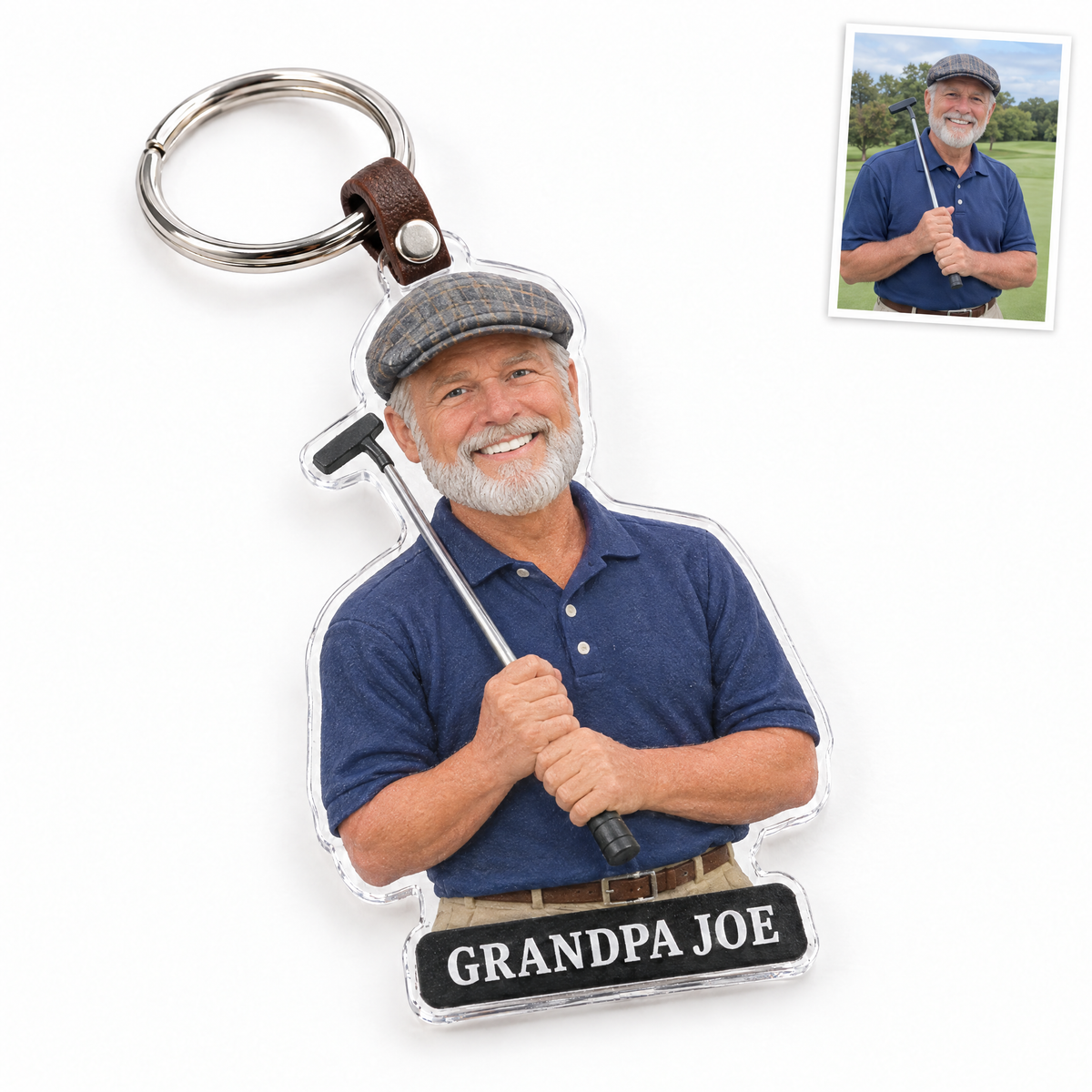 Golf bag tag keychain, GRANDPA JOE