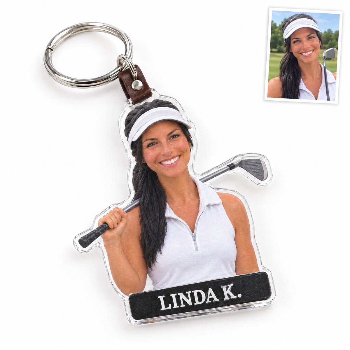 Golf bag tag keychain, LINDA K.