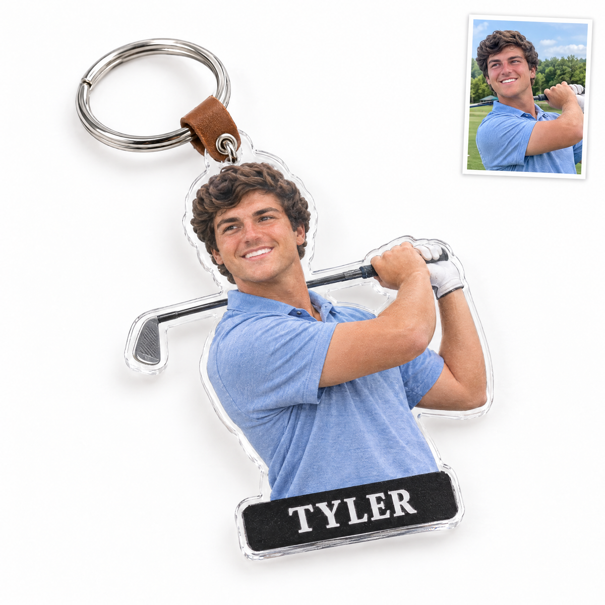 Golf bag tag keychain, TYLER