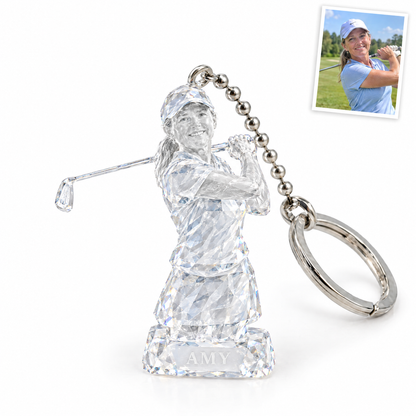 Crystal-style golf keychain, AMY