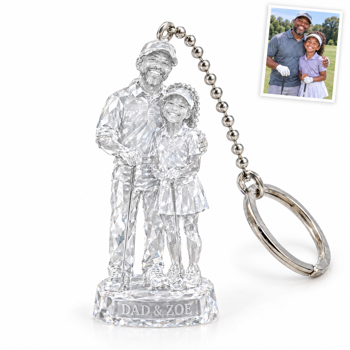 Crystal-style golf keychain, DAD & ZOE