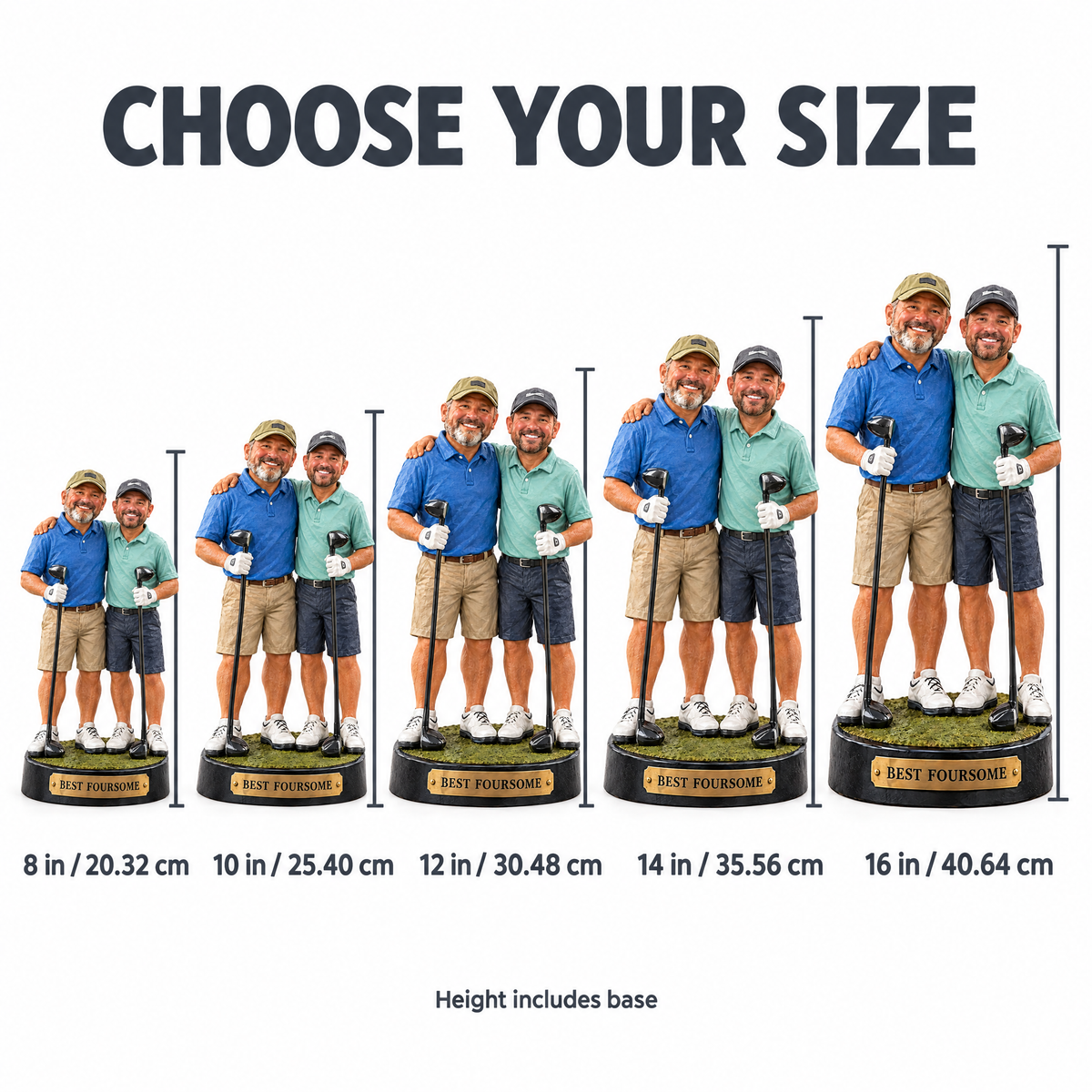 Golf buddies figurine size chart