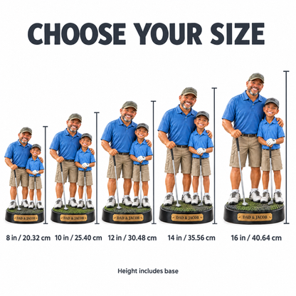 Father and son golf figurine size chart